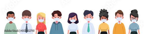 Vector illustration peoples wearing medical mask