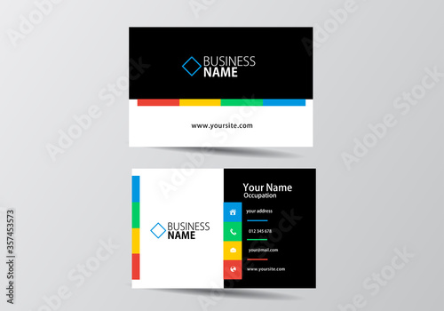 colorful business card. visiting card template two sides
