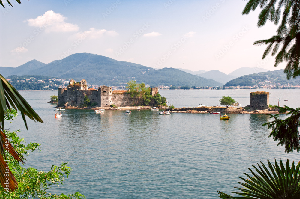Ancient fortifications of Cannero Castle on Lake Maggiore, Italy