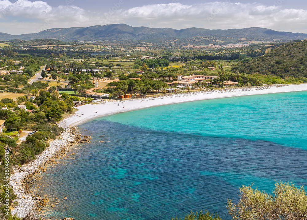 View of southeast beach in Cagliari (Sardinia, Italy).