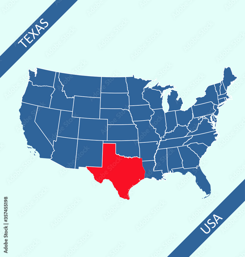 Texas highlighted on USA map