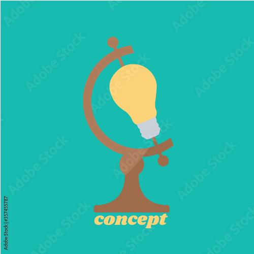 technology logo innovation creative. globe light bulb vector flat design. earth day hour energy symbol icon isolated cartoon. lamp & idea around the world icon. save earth global concept. think smart