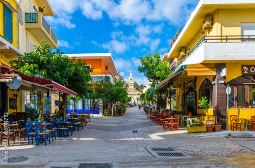 Fototapeta Naklejka Na Ścianę i Meble -  Scenic alley in the traditional seaside village of Paleochora- the lovely summer resort located 80 km south west of Chania city.