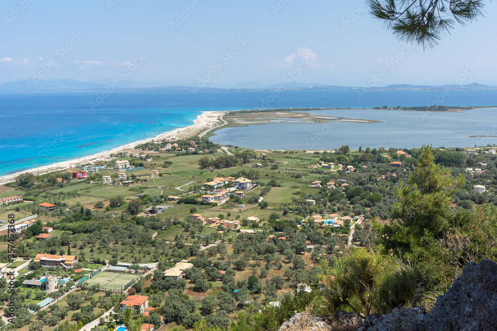 Agios Ioanis beach with blue waters, Lefkada, Greece