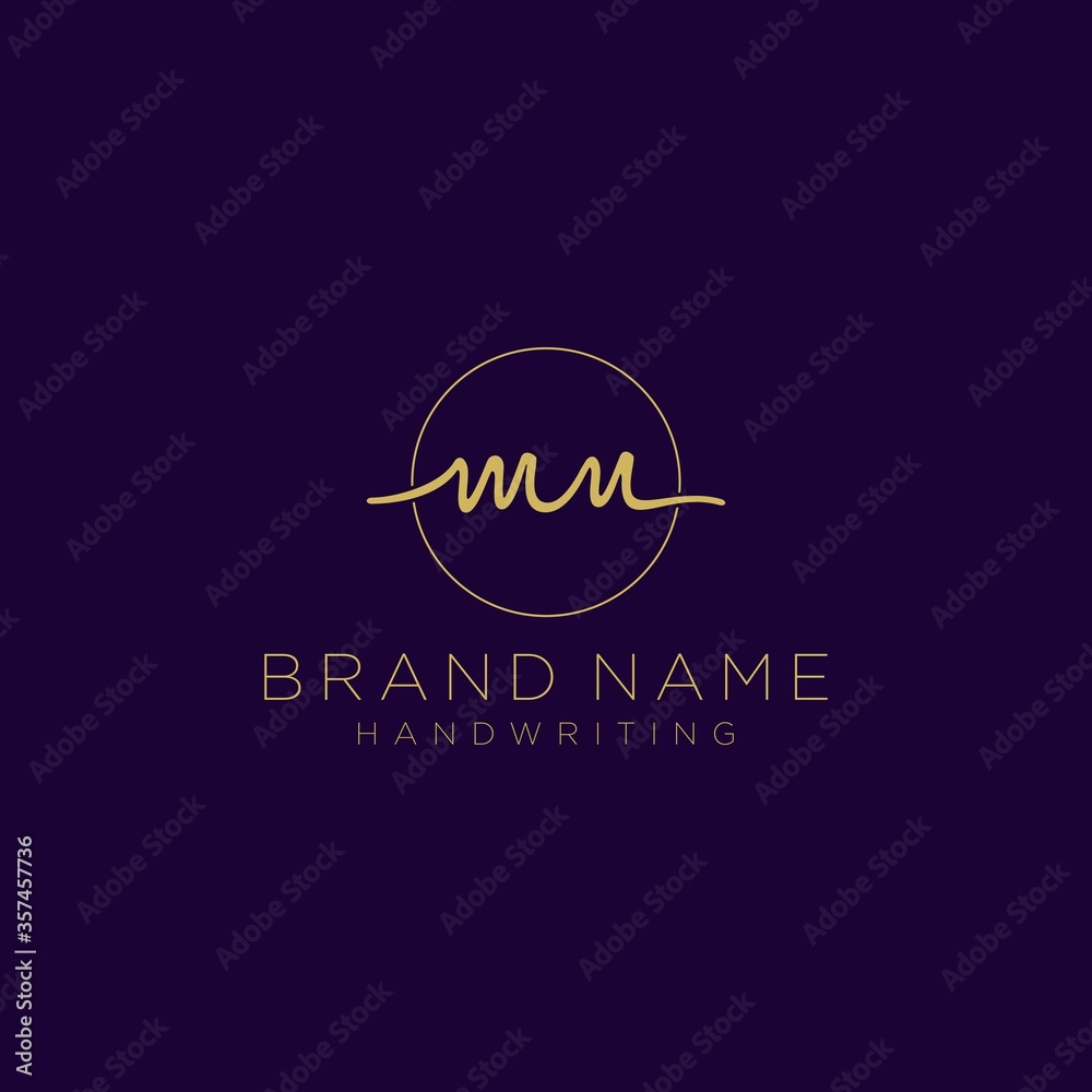 Initial M N handwriting logo vector. Hand lettering for designs