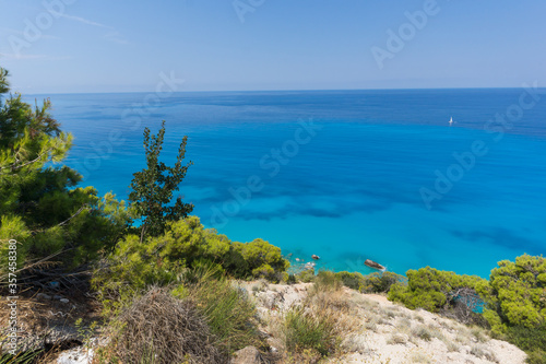 blue waters of Kokkinos Vrachos Beach, Lefkada, Greece
