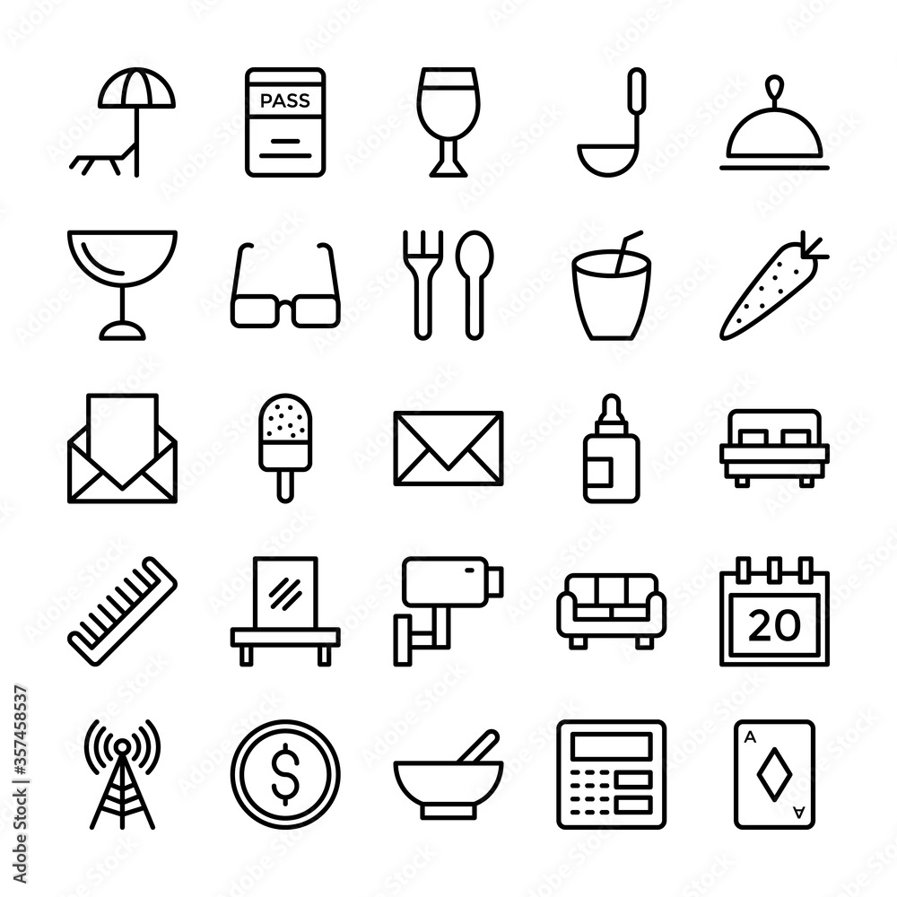 Hotel and Restaurant Line Vector Icons 17 Hotel and Restaurant Line Vector Icons 17