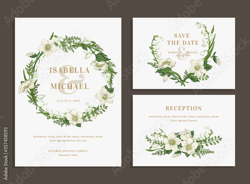 Set of wedding cards.