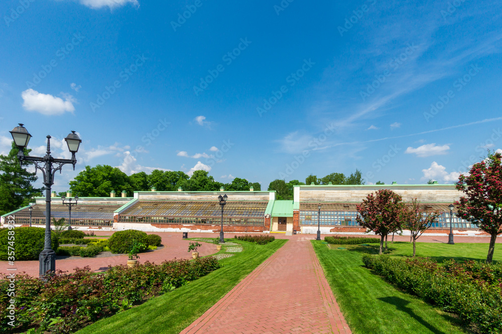 Naklejka premium Orangery at the Grand Palace of queen Catherine the Great in Tsaritsyno in Moscow, Russia. Tsaritsyno is a palace museum and park reserve.
