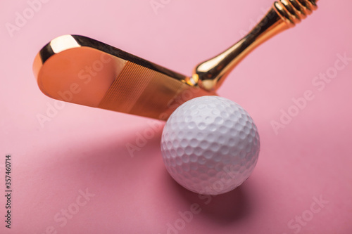 luxury gold golf club and balls