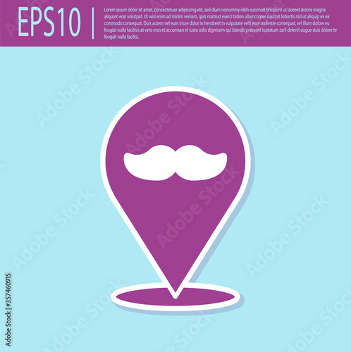 Retro purple Blank template of the bank check and pen icon isolated on turquoise background. Checkbook cheque page with empty fields to fill. Vector Illustration