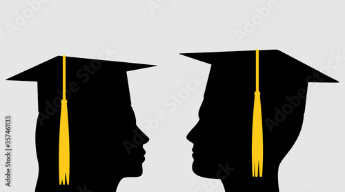 Young people in graduation caps