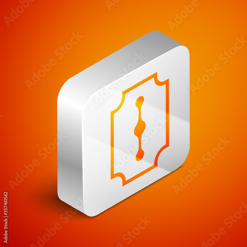 Isometric Blade razor icon isolated on orange background. Silver square button. Vector Illustration