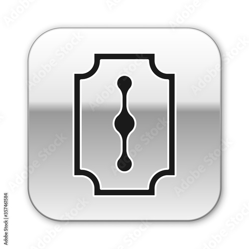 Black Blade razor icon isolated on white background. Silver square button. Vector Illustration