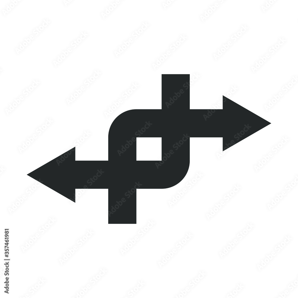 Fototapeta premium Black Arrows Icon Journey Choice Guidance Vector Isolated Navigation Decision Illustration