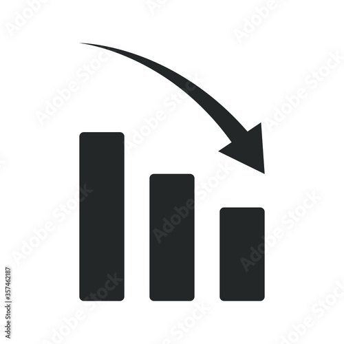 Down Arrow Sign Vector Financial Loss Illustration Losing Money Chart Isolated On White Background