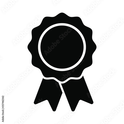 Black ribbon badge icon vector illustration award medal symbol
