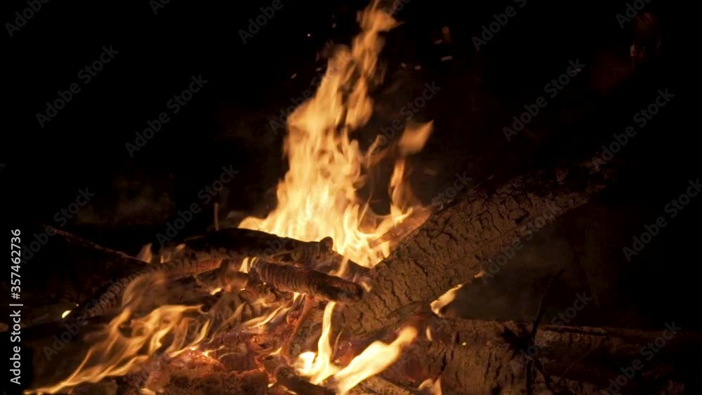 Bonfire at night, slide movement. Bonfire at night, slide movement.