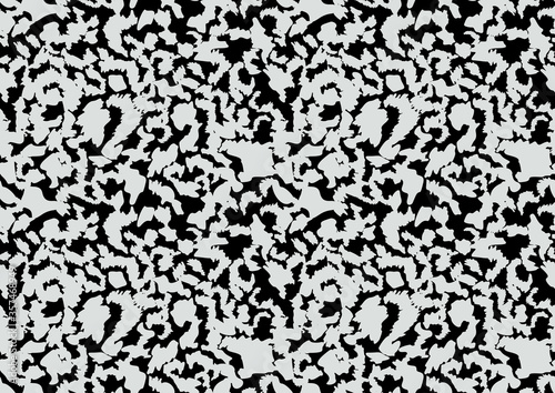 Abstract styled animal skin leopard seamless pattern design. Jaguar, leopard, cheetah, panther fur. Black and white