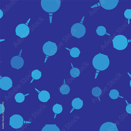 Blue Enema icon isolated seamless pattern on blue background. Enema with a plastic tip. Medical pear. Vector Illustration