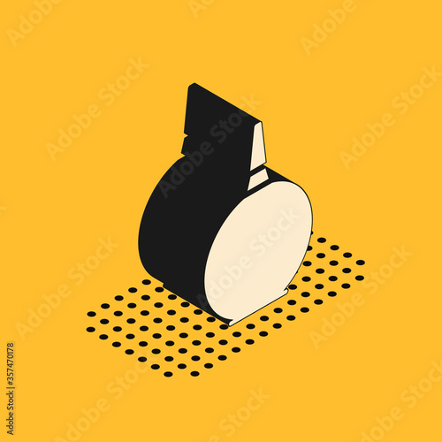 Isometric Enema icon isolated on yellow background. Enema with a plastic tip. Medical pear. Vector Illustration