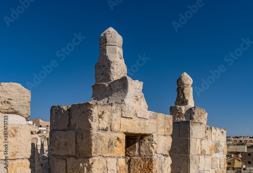 Fortification medieval walls of Jerusalem, Israel. 