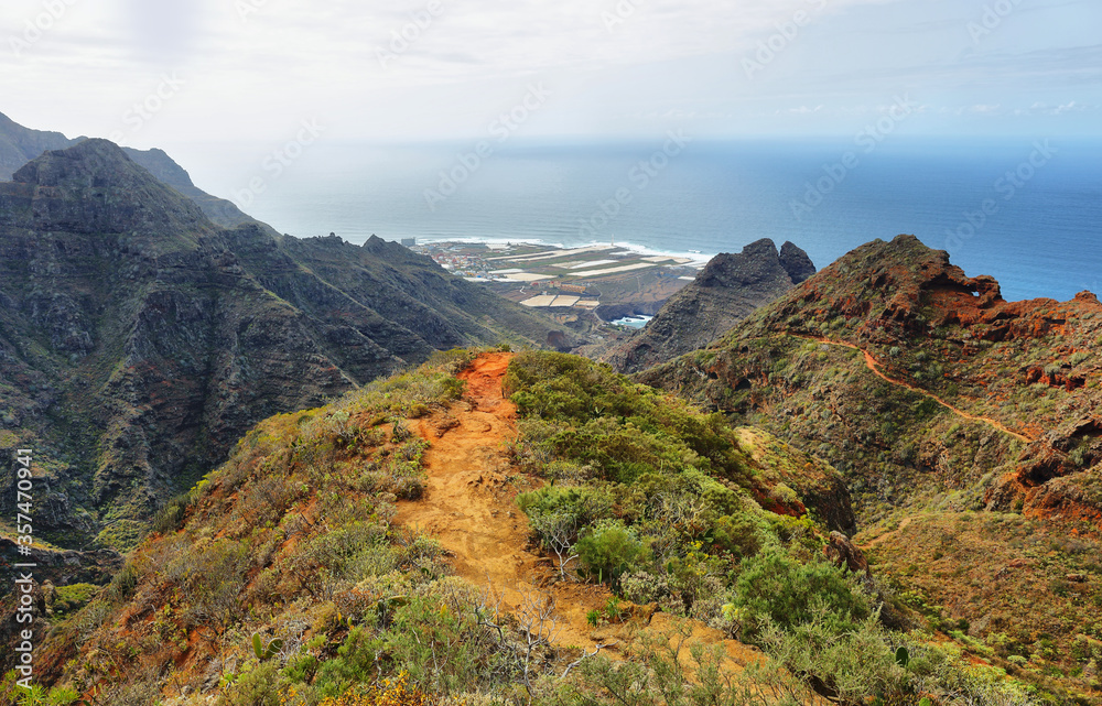 Punta Hidalgo from Chinamada, Anaga massif, Tenerife, Canary Islands, Spain.