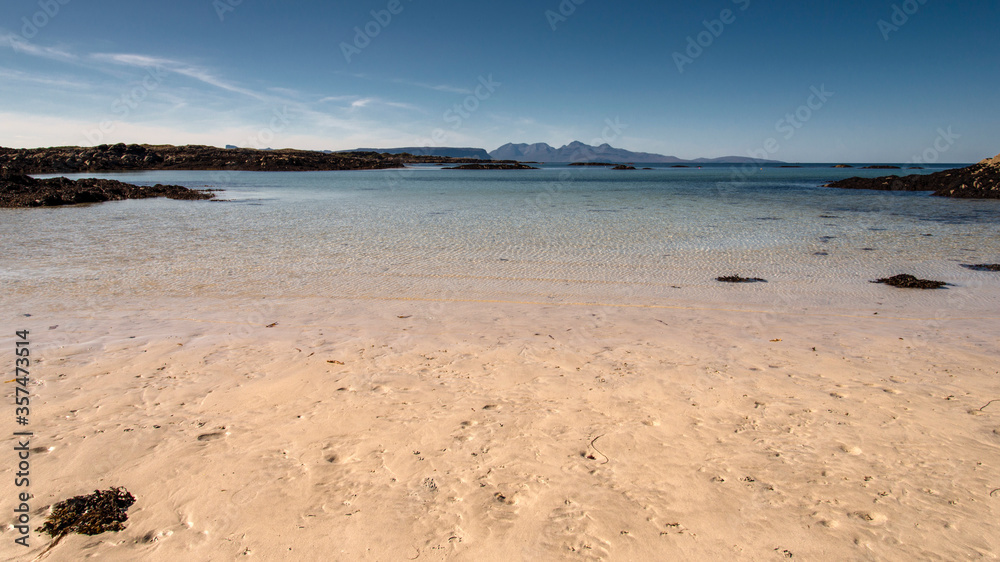 Eigg and Rum from golden beach at Arisaig 