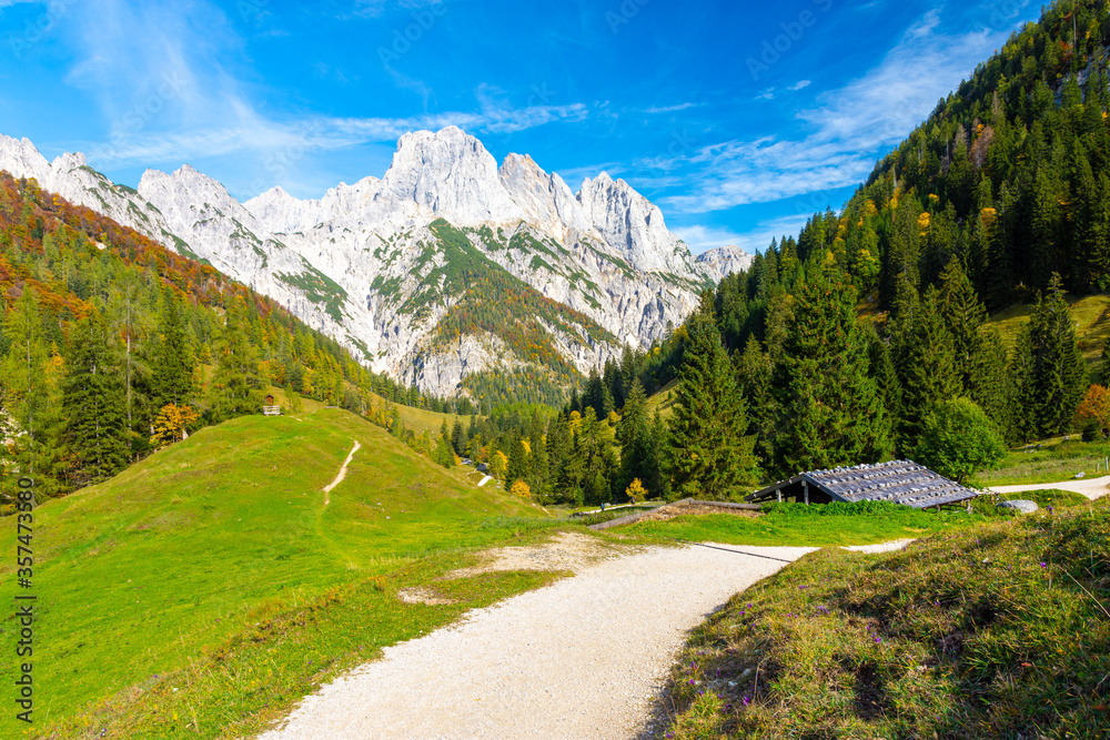 footpath in german Alps in Berchtesgaden in Bavaria, Germany