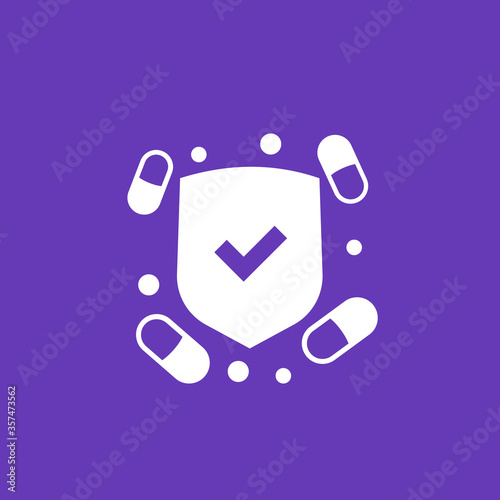 antiviral medicine, pills vector icon