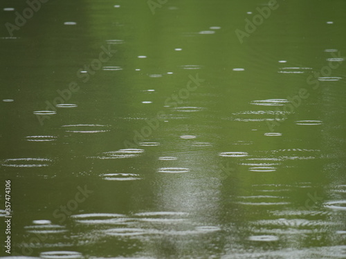 Raindrops on water surface