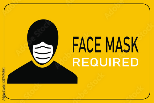 Vector illustration "Face mask required". Coronavirus, Covid-19 prevention. New normal