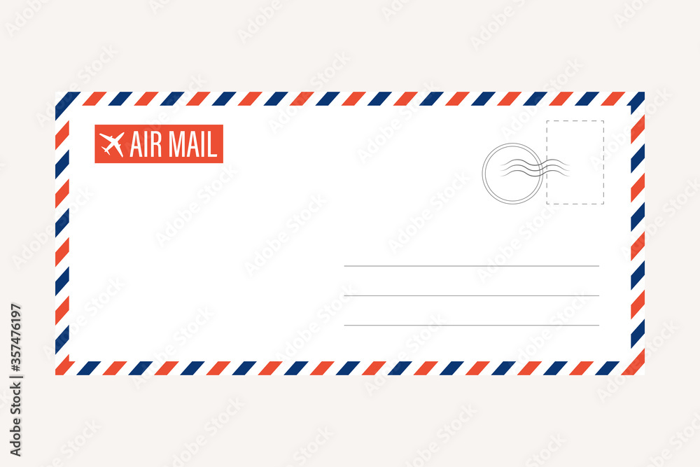 air mail letter vector. post stamp. airmail frame postcard. blue red stripes pattern. mockup template envelope. on white background. retro vintage blank message. world international label air mail letter vector. post stamp. airmail frame postcard. blue red stripes pattern. mockup template envelope. on white background. retro vintage blank message. world international label
