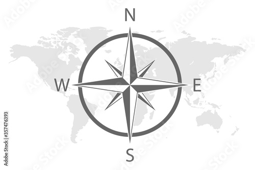 earth world map compass asia europe america vector. north