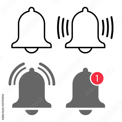 bell notification icon vector. message alert notice. subscribe reminder attention app. web alarm inbox. mobile phone red button. smartphone social media template. stock illustration