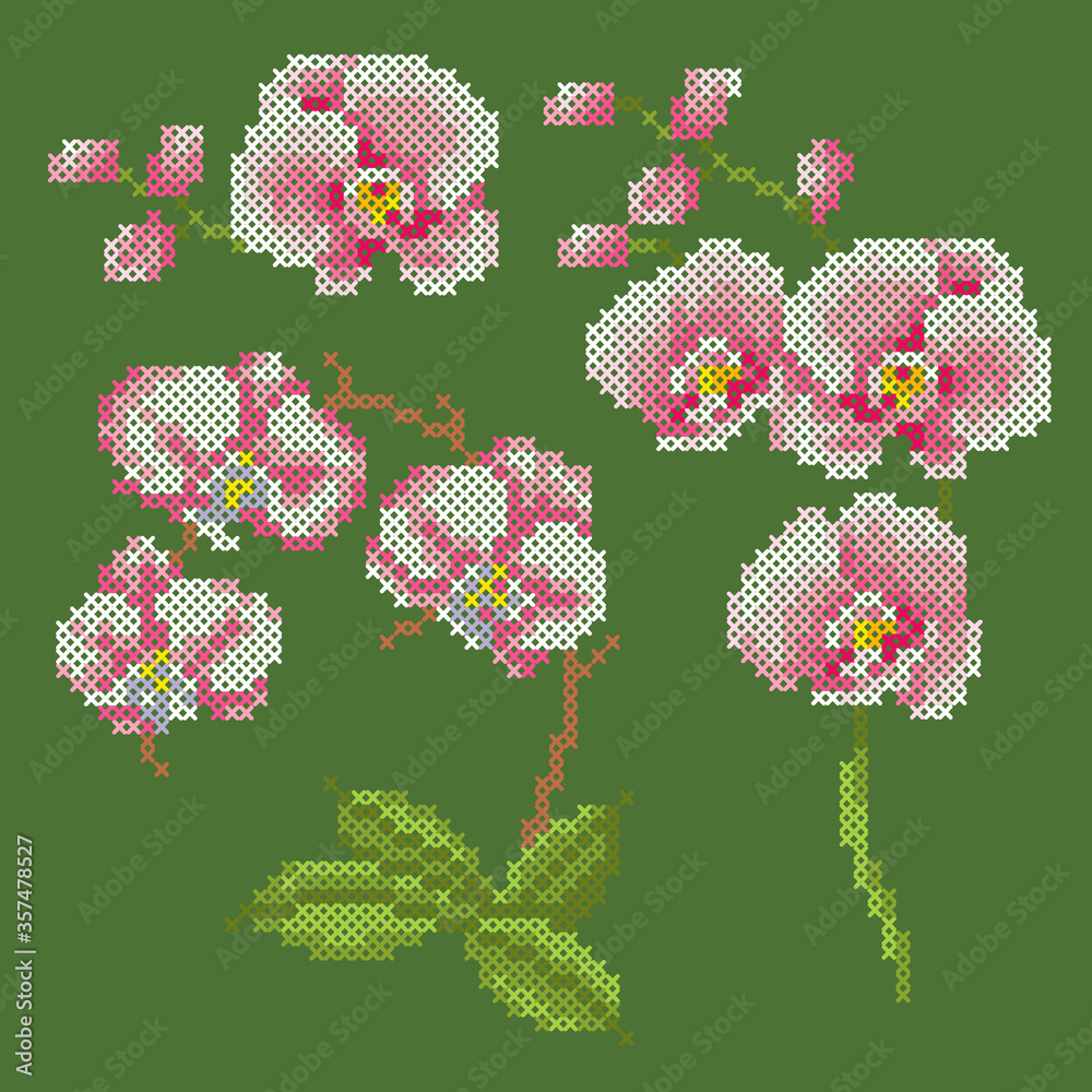 cross stitch 
orchid