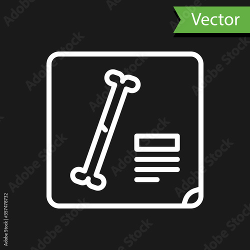 White line X-ray shots icon isolated on black background. Vector Illustration