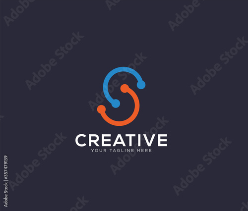Letter S tech logo design template