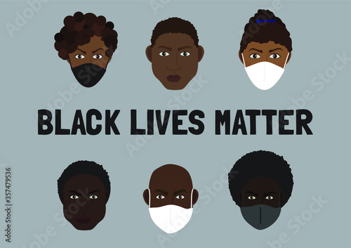 Black lives matters protesters wearing face masks during the Coronavirus pandemic