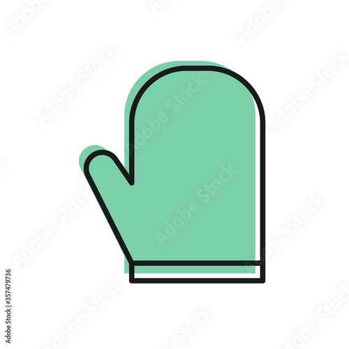 Black line Oven glove icon isolated on white background. Kitchen potholder sign. Cooking glove. Vector Illustration