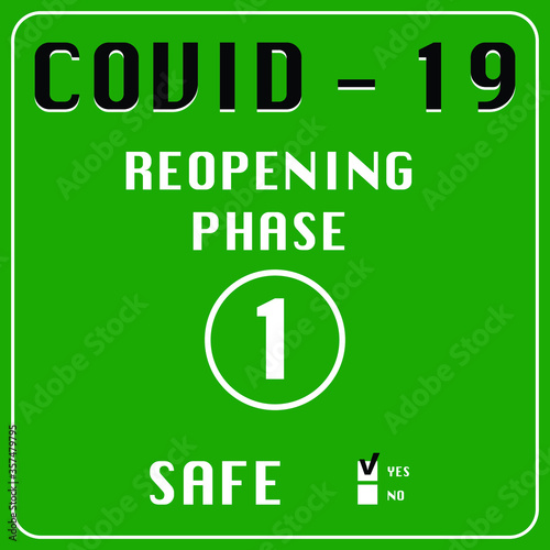 COVID-19 sticker safe reopening phase 1
