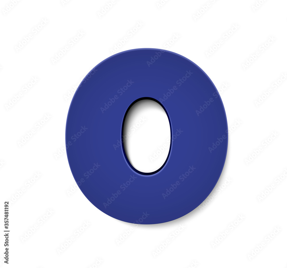 3d blue number 0 zero