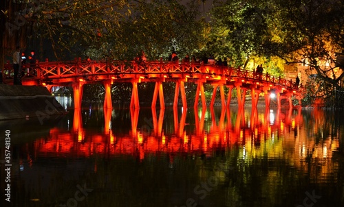 Red Bridge in Hoan Kiem Lake, Ha Noi Vietnam photo