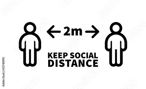 Social distancing safety measure sign. Keep your distance 2 meters away. Person standing vector icon.