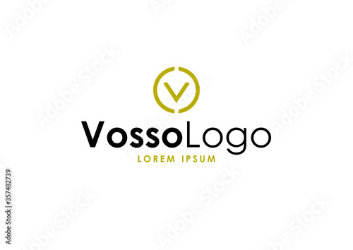 gold and black company logo design with letter V and O