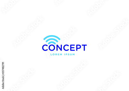 logo design to technology company wifi or bluetooth remote signal radio waves