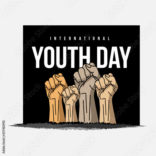 Happy International Youth day,12 August, gretting card youth day