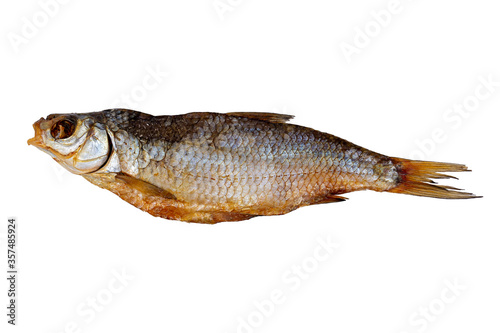 Dried roach isolated on a white background. Dried fish, preservation and preservation. © Gavial