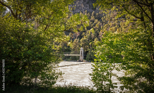 old stone bridge.River Inn in Tyrol.