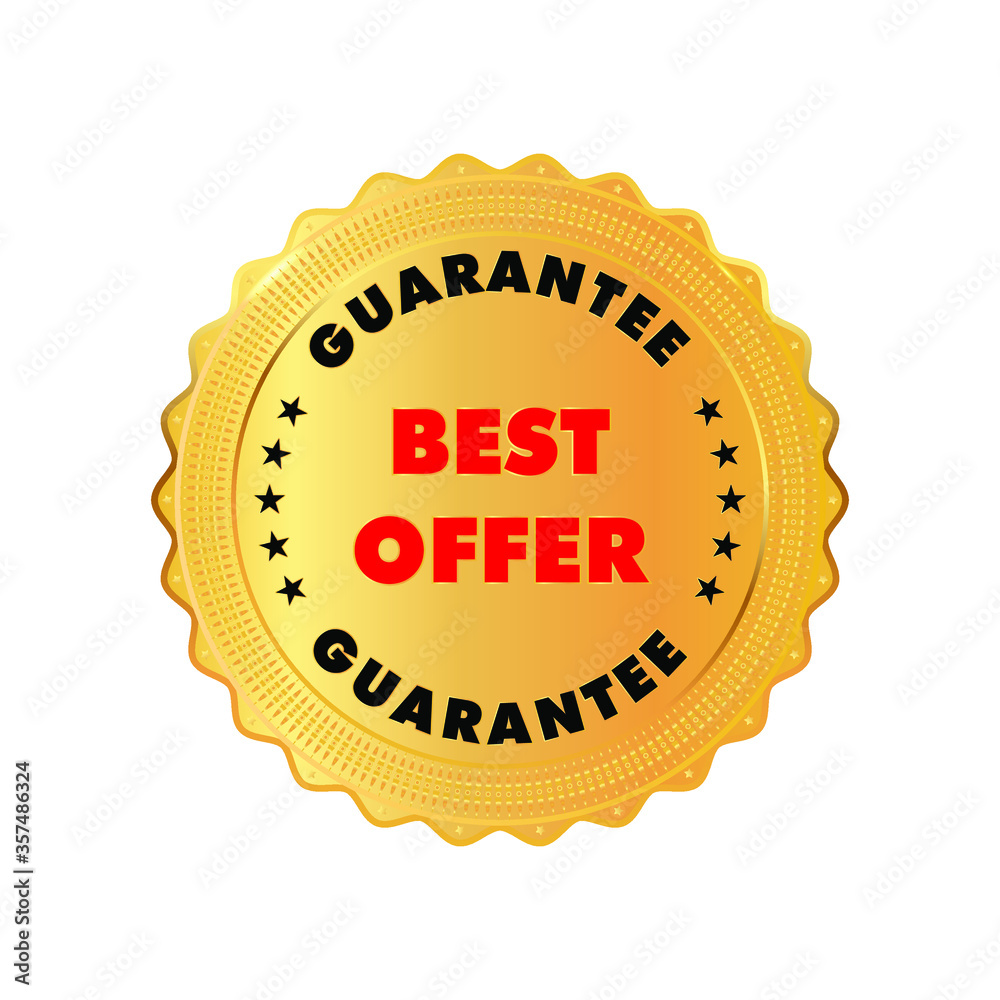 Naklejka premium Best offer golden label. Stock vector illustration on white isolated background.